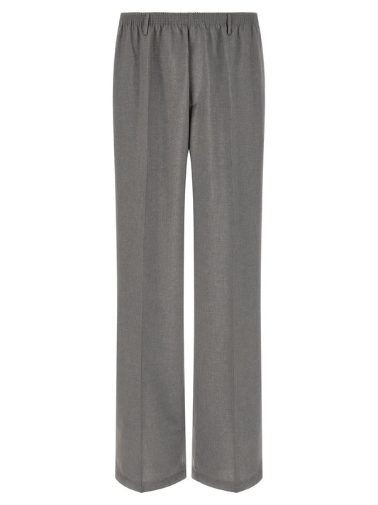 Trousers by CELLAR DOOR for men in stretch polyester & viscose gray features a artisanal silhouette, showcasing a sophisticated straight-leg with a long and for a artisanal finish.