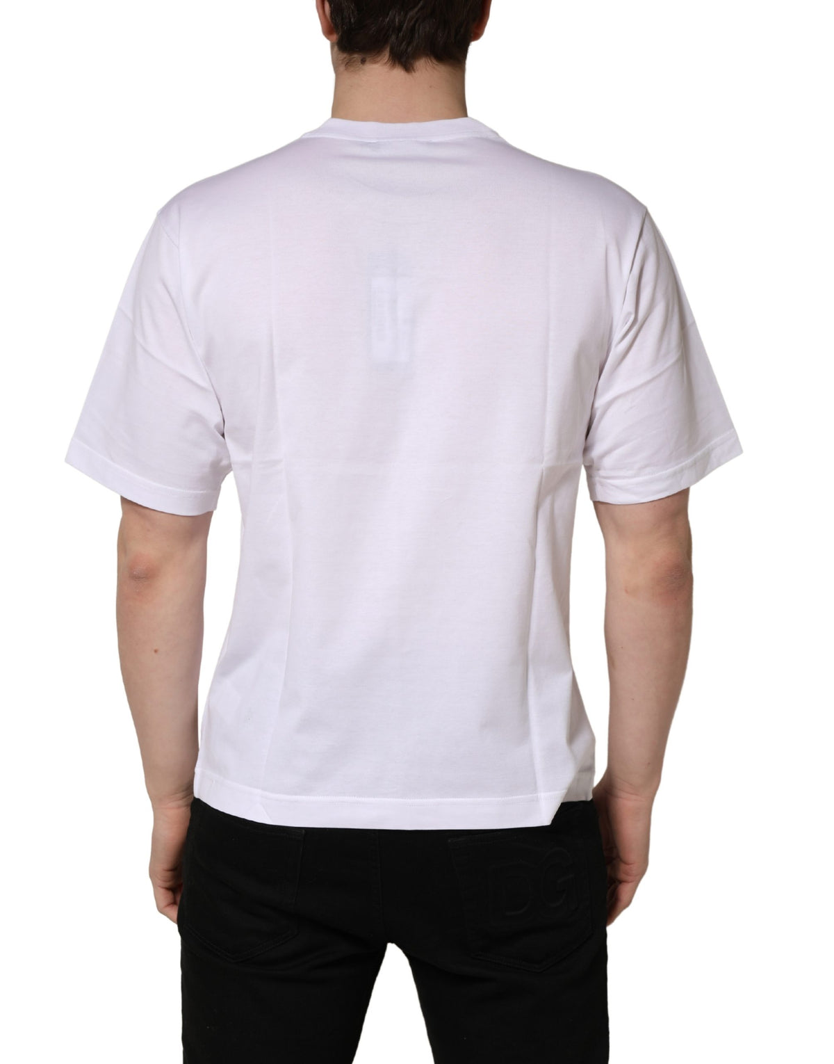Dolce & Gabbana Men's Regular Fit Short-Sleeve Round Neck Cotton T-Shirt - Gold White