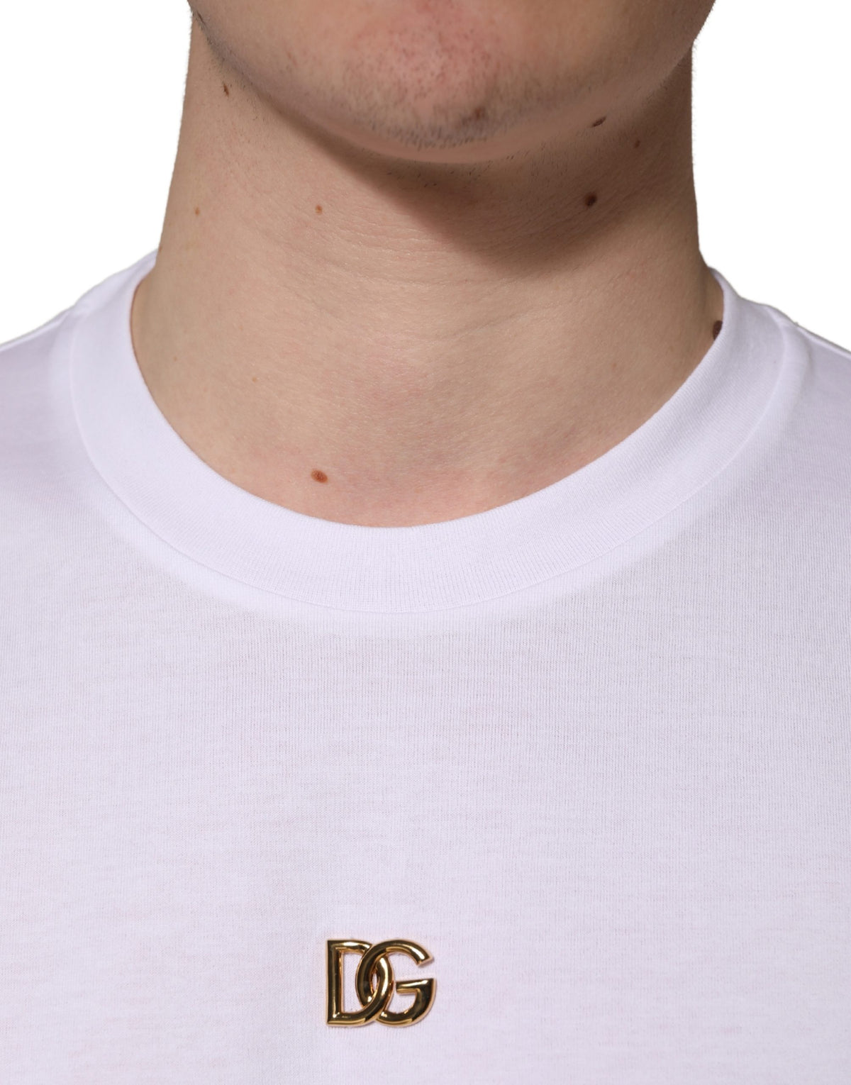Dolce & Gabbana Men's Regular Fit Short-Sleeve Round Neck Cotton T-Shirt - Gold White