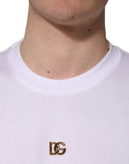 Dolce & Gabbana Men's Regular Fit Short-Sleeve Round Neck Cotton T-Shirt - Gold White