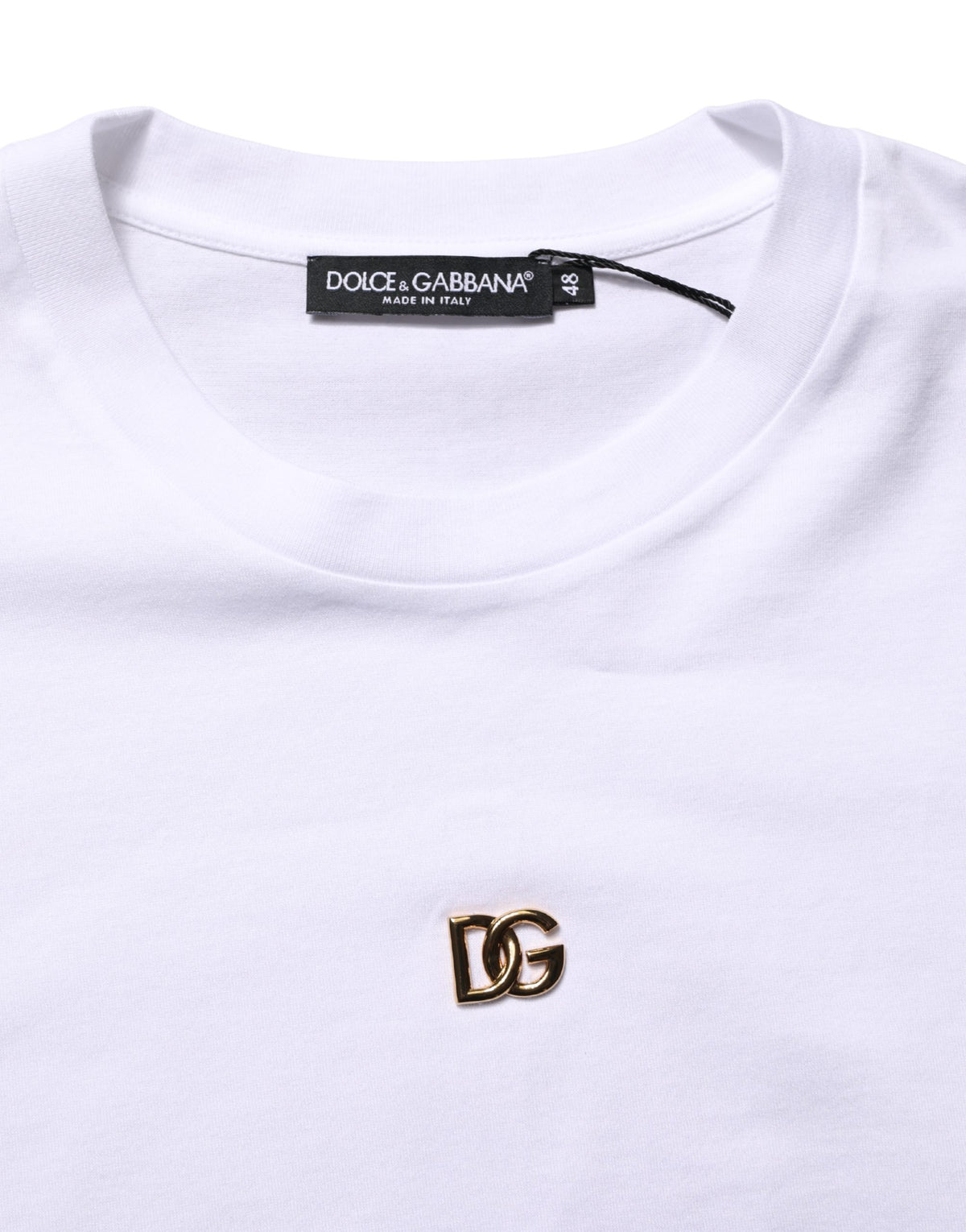 Dolce & Gabbana Men's Regular Fit Short-Sleeve Round Neck Cotton T-Shirt - Gold White