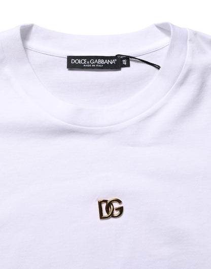 Dolce & Gabbana Men's Regular Fit Short-Sleeve Round Neck Cotton T-Shirt - Gold White