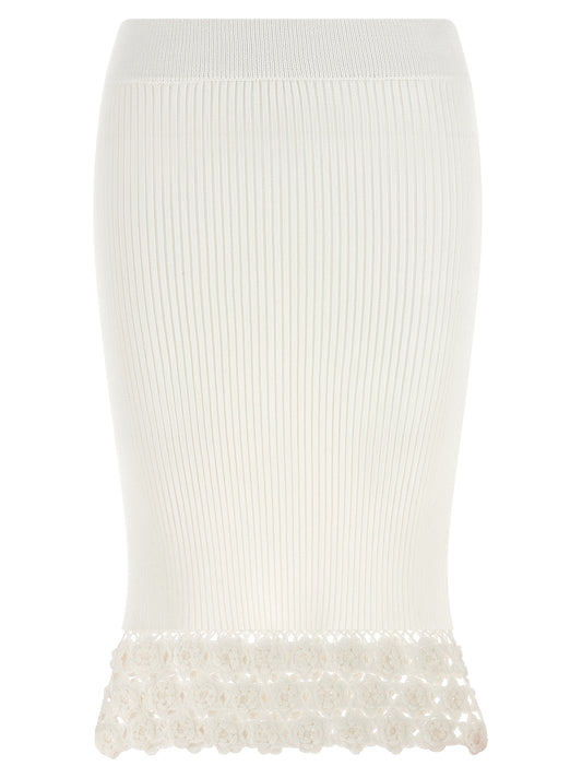 Ganni White Organic Cotton Midi Skirt