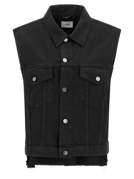 Haikure Black Cotton Sleeveless Jacket