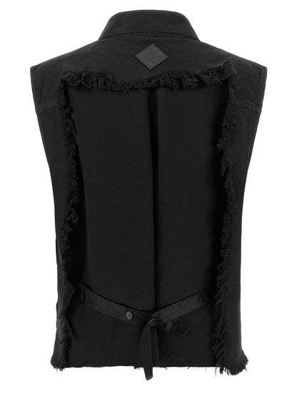 Haikure Black Cotton Sleeveless Jacket