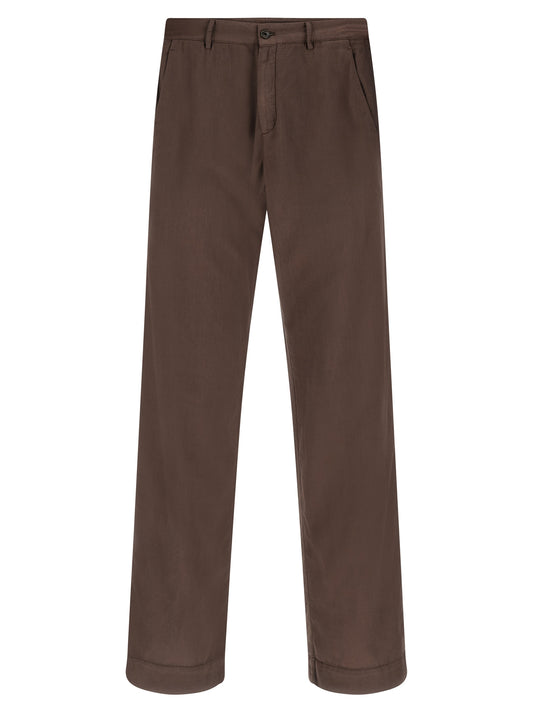 Trousers by CELLAR DOOR for men in cotton brown features an sartorial silhouette, showcasing a precise straight-leg, regular-fit & wide and long with a sartorial for a refined look.
