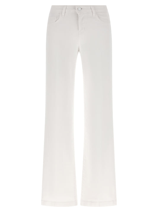 Jeans by L'Agence for women in stretch denim cotton white features an sartorial straight-leg & wide and long with a low rise cut for a sartorial finish.