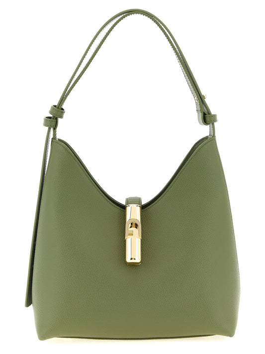 Shoulder Hobo Bag by Furla for women in calfskin leather bicolour & green features an effortlessly chic silhouette with a secure , ample , and versatile shoulder-strap, adjustable-strap & handle for effortlessly chic everyday luxury.