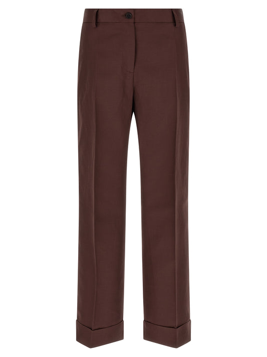 Alberto Biani Brown Viscose Casual Pants