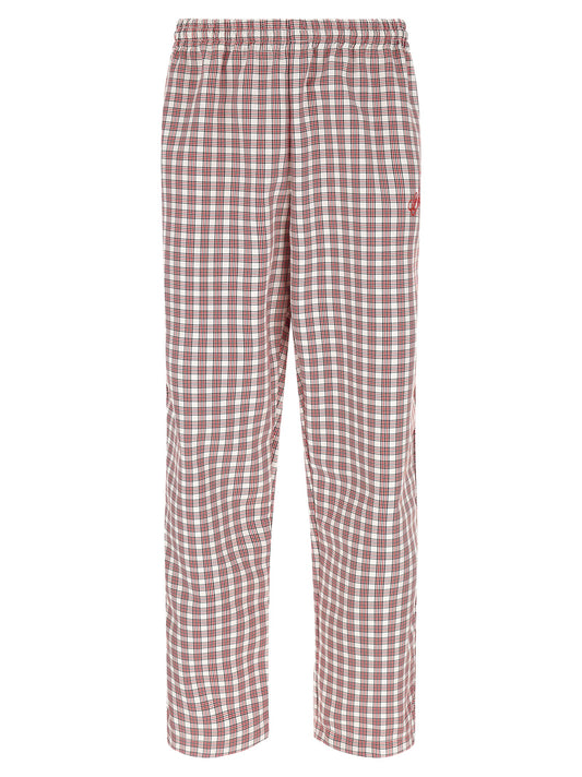 Casual Pants by WILLY CHAVARRIA for men in polyester multicolor, red & checkered features a polished silhouette with a polished straight & wide, reaching a polished long and finished with a polished .