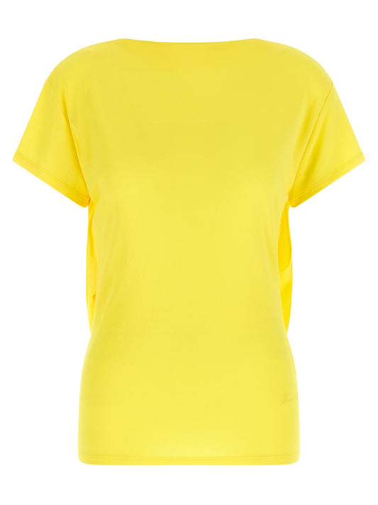 T-Shirt by Jacquemus for women in polyamide viscose bicolour & yellow features an on trend silhouette, perfectly showcasing a on trend and boat neckline for an elevated aesthetic.
