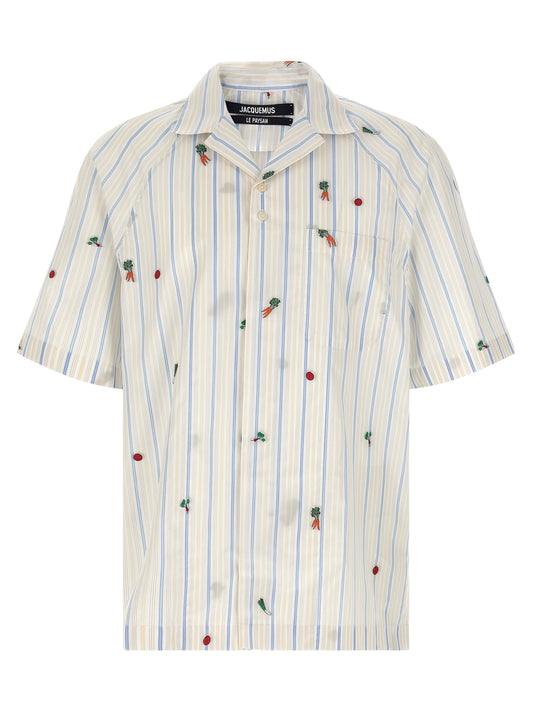Shirt by Jacquemus for men in cotton horn, multicolor, patterned, jacquard & striped presents a discerning silhouette, showcasing a sophisticated and for a truly discerning finish.