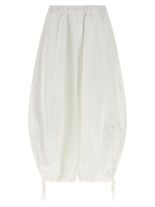 Comme Des Garçons Women's Wide Polyester Twill Casual Pants - White