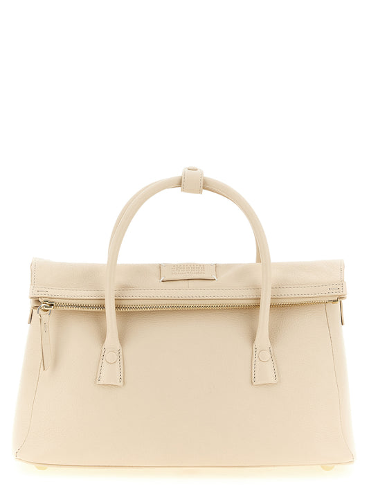 East West Handbag by Maison Margiela for women in viscose goat leather & fur multicolor, pink & signature features a signature silhouette, showcasing a secure zipper and signature with versatile shoulder-strap, adjustable-strap & handle for a sophisticated look.
