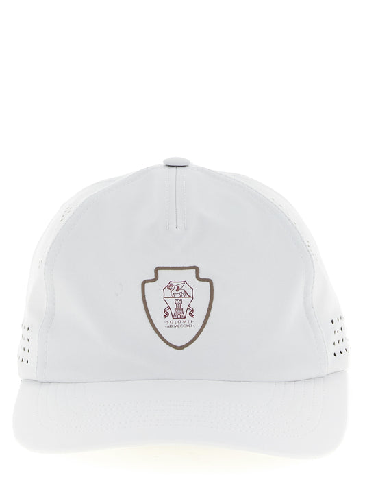 This Baseball Cap by Brunello Cucinelli for men in stretch nylon white presents a distinguished silhouette, meticulously showcasing the signature aesthetic and high-end profile of the Stretch Nylon Baseball Cap.
