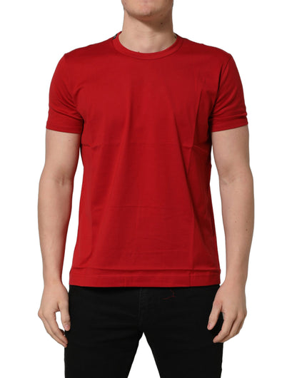 Dolce & Gabbana Men's Regular Fit Short-Sleeve Crew Neck Cotton T-Shirt - Red Print