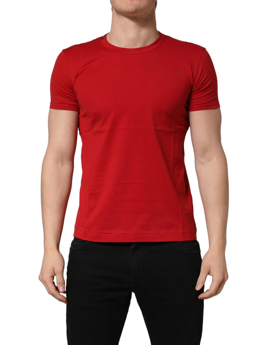 Dolce & Gabbana Men's Regular Fit Short-Sleeve Crew Neck Cotton T-Shirt - Red Print