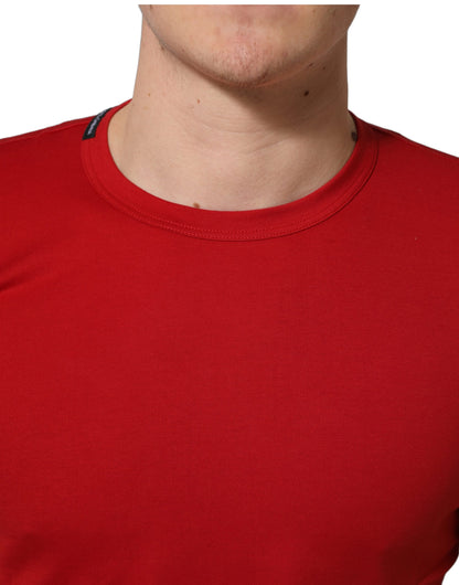 Dolce & Gabbana Men's Regular Fit Short-Sleeve Crew Neck Cotton T-Shirt - Red Print