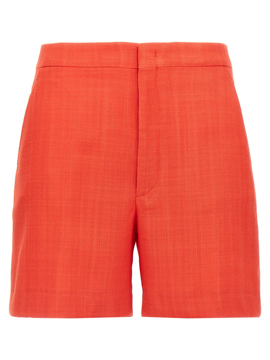 Bermuda Shorts by Tagliatore for women in stretch polyamide & viscose multicolor & red features a sartorial silhouette, showcasing a sartorial and short with a sophisticated for a sartorial look.