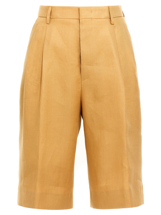 Tagliatore Essence Women's Linen Bermuda Shorts - Orange