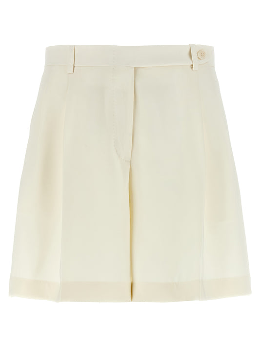 Bermuda Shorts by Brioni for women in silk white features an nuanced silhouette, showcasing a nuanced with a short cut and for a sophisticated, premium finish.