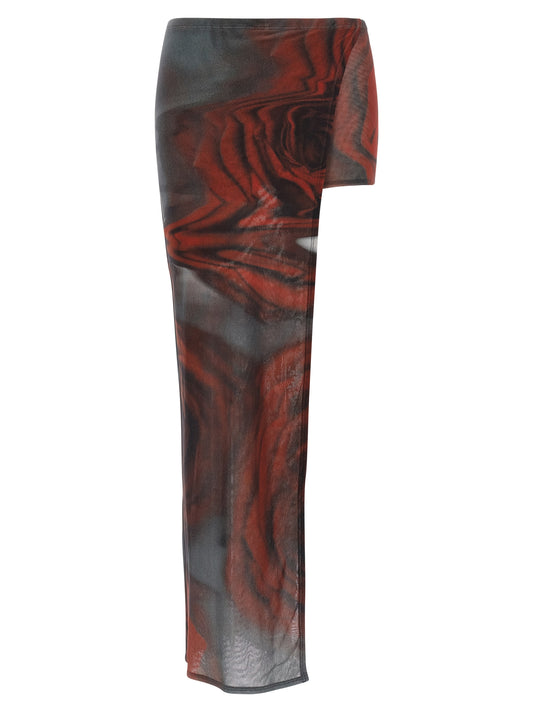 Bermuda Shorts by Jean Paul Gaultier for women in polyamide multicolor, red, transparent & print features a sartorial silhouette, showcasing a sartorial wide and short with a sophisticated for a sartorial look.