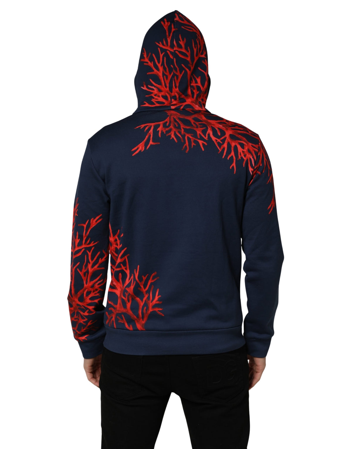 Dolce & Gabbana Men's Regular Fit Cotton Sweatshirt Hoodie - Blue Coral Gold Print