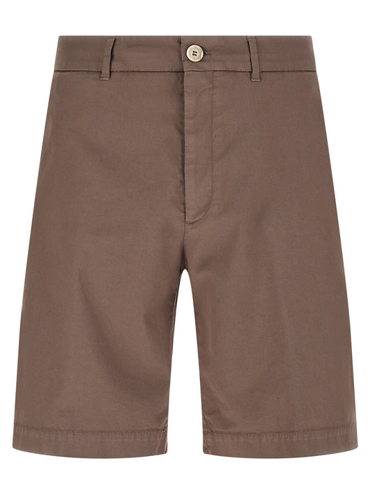 Bermuda Shorts by Brunello Cucinelli for men in stretch cotton brown features a sartorial silhouette, showcasing a sartorial relaxed-fit and short with a sophisticated for a sartorial look.