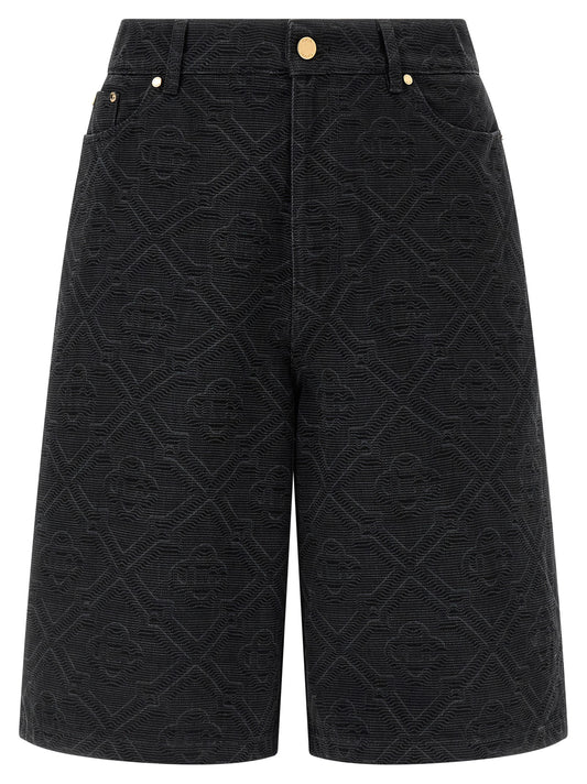 Denim Shorts by Casablanca for men in cotton denim black & monogram features an stylish relaxed-fit & wide with a short and , showcasing an stylish silhouette for a premium, high-fashion look.