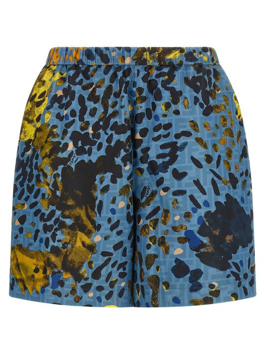 Bermuda Shorts by Fendi for women in nylon & polyester blue & print showcases a on trend silhouette, featuring a tailored with a classic short and sophisticated for a on trend finish.