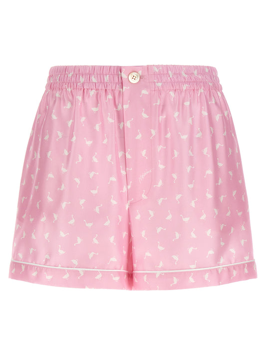 Moschino Women's Silk Twill Cargo Shorts - Multicolor Pink Print