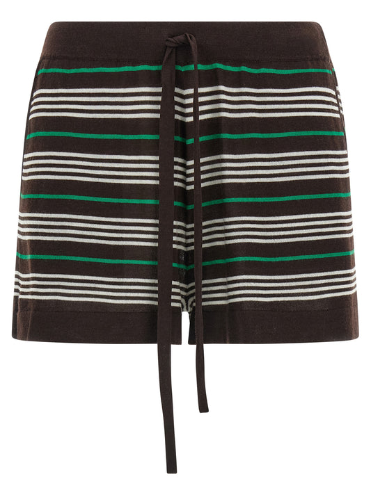 Bermuda Shorts by P.A.R.O.S.H. for women in cashmere silk brown, patterned & striped presents a sleek silhouette, featuring a sleek with a refined short and a sophisticated .