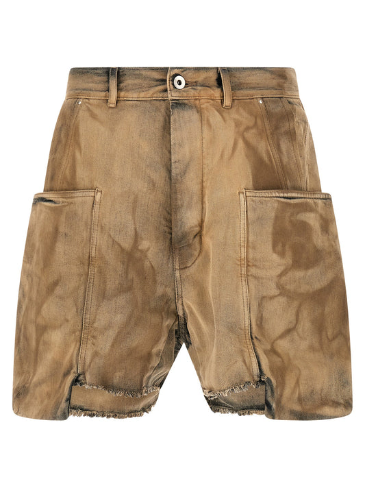 Denim Shorts by DRKSHDW for men in denim cotton beige features an magnificent silhouette, showcasing a magnificent wide with a short and for a premium, sophisticated aesthetic.