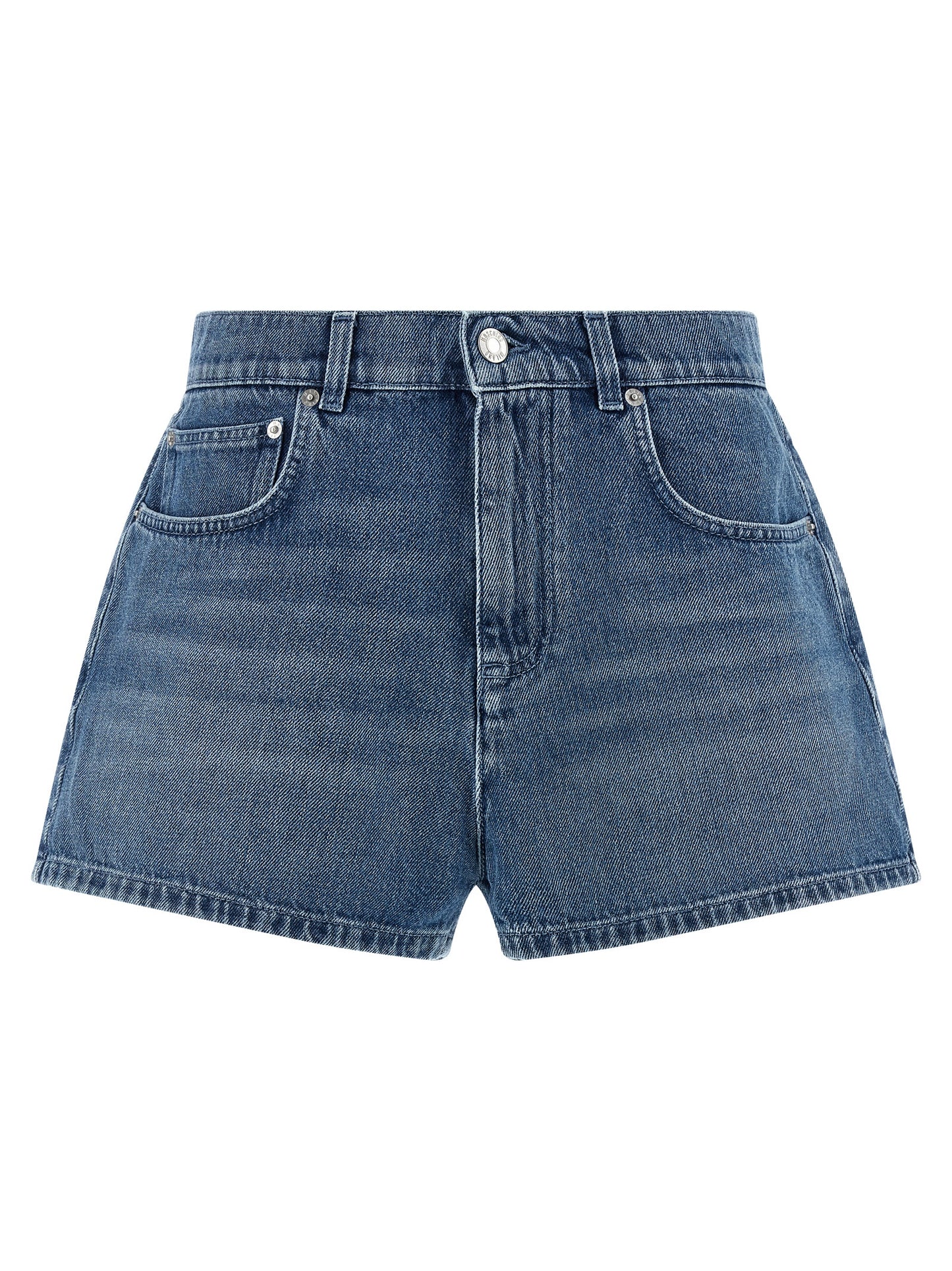 Shorts by Moschino for women in denim cotton blue features a tailored silhouette with a short and .