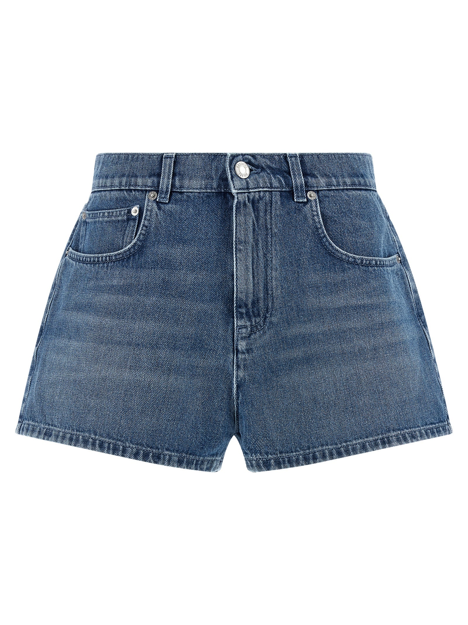 Shorts by Moschino for women in denim cotton blue features a tailored silhouette with a short and .