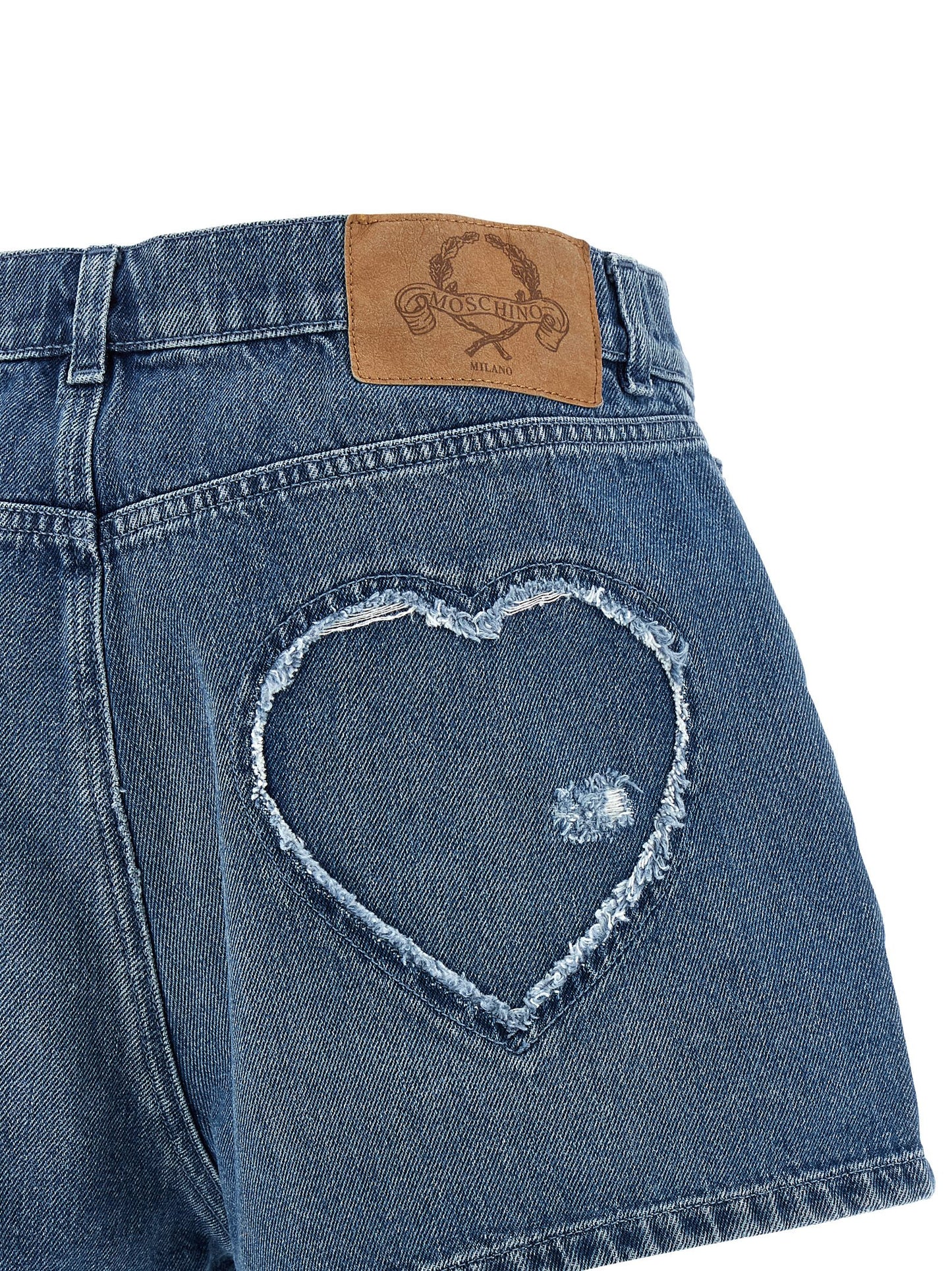 Shorts by Moschino for women in denim cotton blue features a stylish and short cut with a stylish .