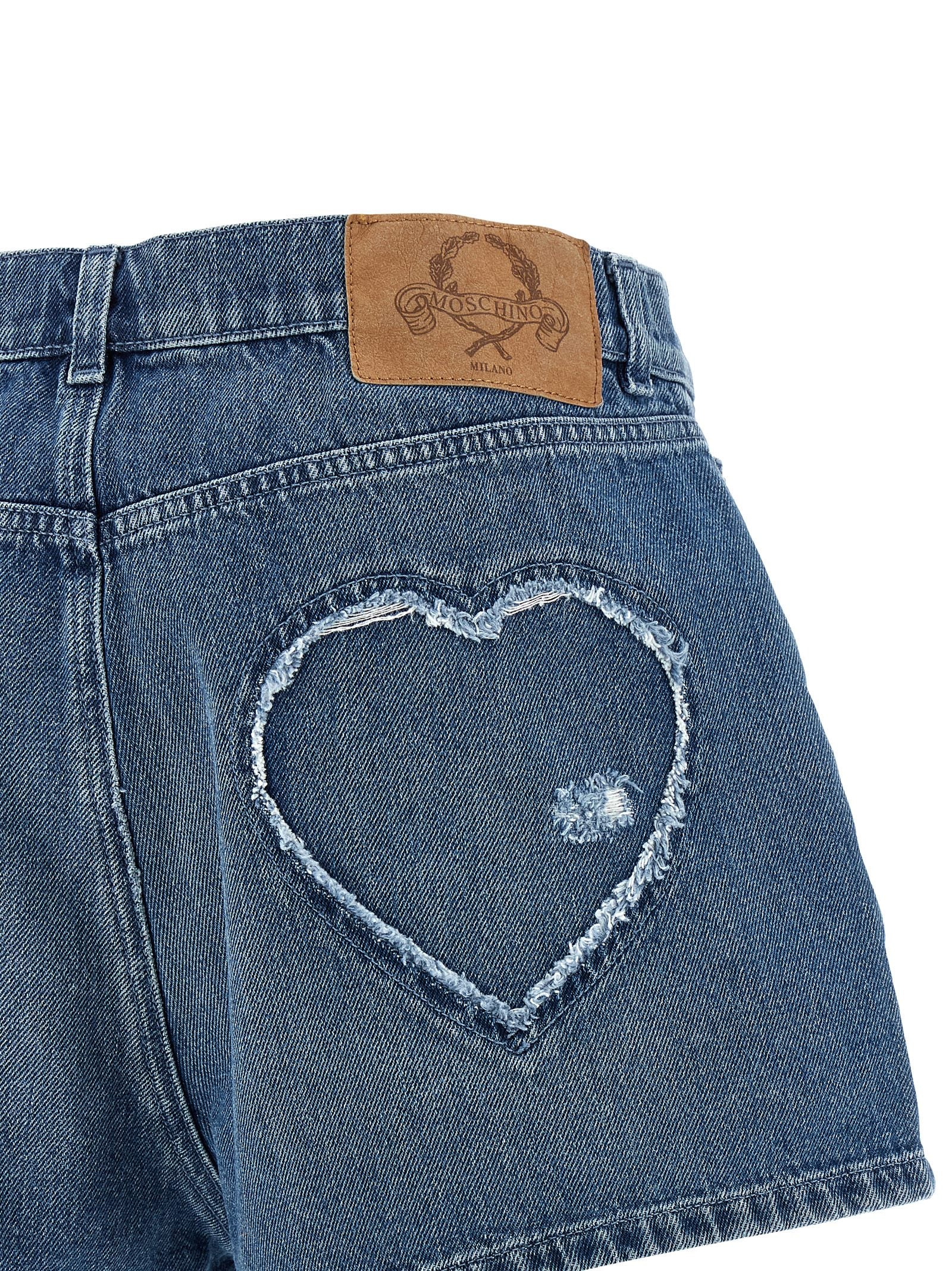 Shorts by Moschino for women in denim cotton blue features a stylish and short cut with a stylish .