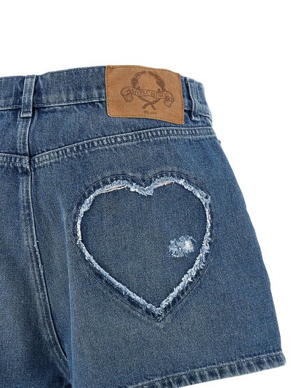 Shorts by Moschino for women in denim cotton blue features a stylish and short cut with a stylish .
