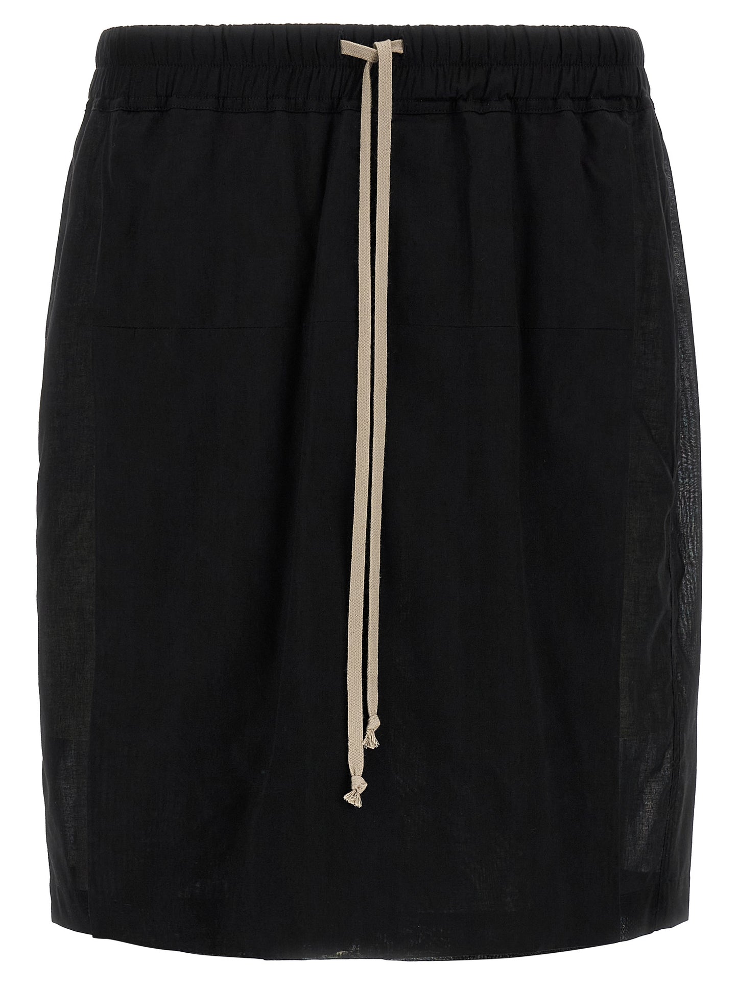 Bermuda Shorts by Rick Owens for men in cotton black & transparent presents a sleek silhouette, featuring a sleek wide with a refined short and a sophisticated .