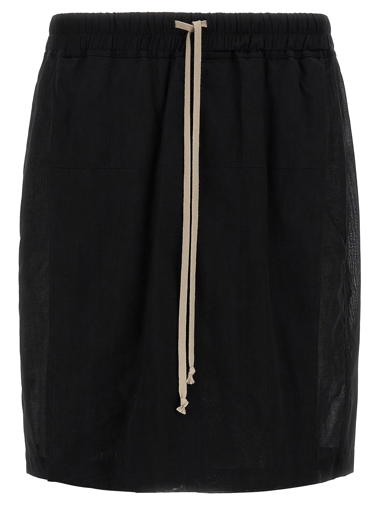 Bermuda Shorts by Rick Owens for men in cotton black & transparent presents a sleek silhouette, featuring a sleek wide with a refined short and a sophisticated .