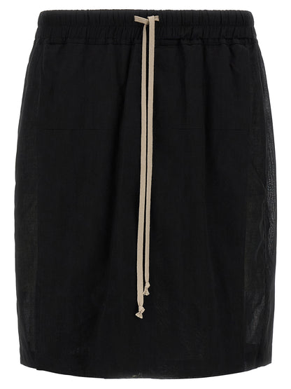 Bermuda Shorts by Rick Owens for men in cotton black & transparent presents a sleek silhouette, featuring a sleek wide with a refined short and a sophisticated .