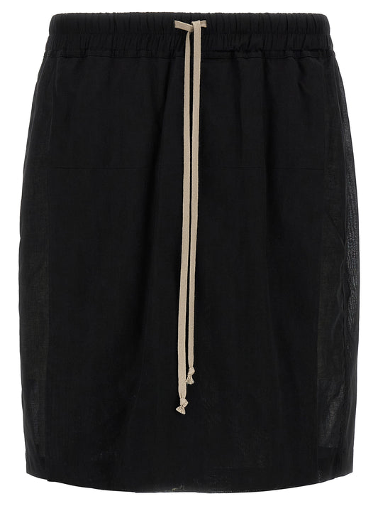 Bermuda Shorts by Rick Owens for men in cotton black & transparent presents a sleek silhouette, featuring a sleek wide with a refined short and a sophisticated .