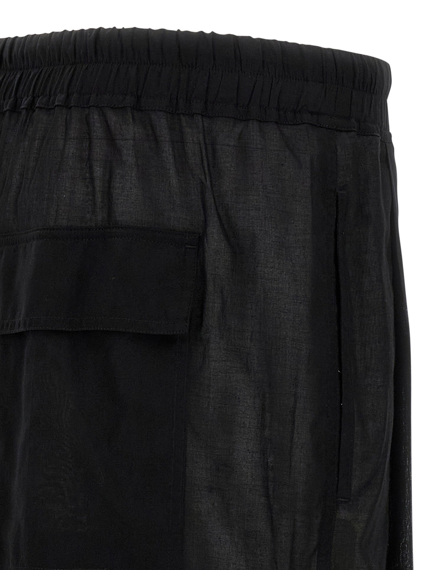 Bermuda Shorts by Rick Owens for men in cotton black & transparent features an nuanced silhouette, showcasing a nuanced wide with a short cut and for a sophisticated, premium finish.