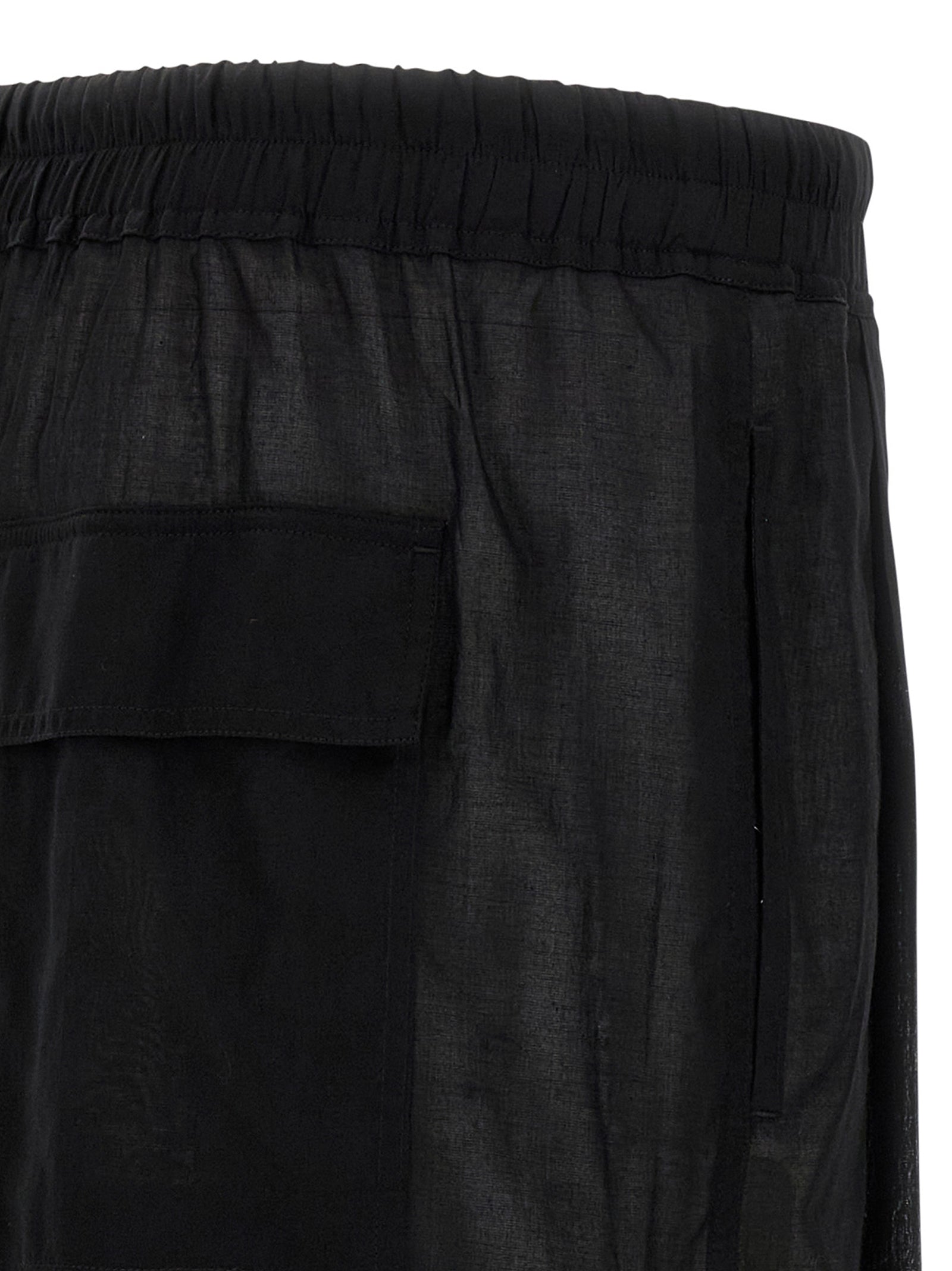 Bermuda Shorts by Rick Owens for men in cotton black & transparent features an nuanced silhouette, showcasing a nuanced wide with a short cut and for a sophisticated, premium finish.