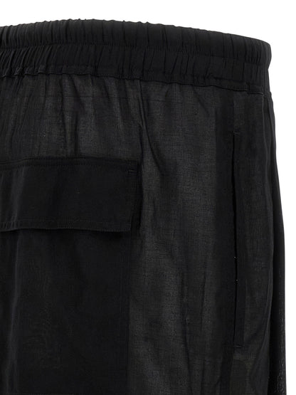 Bermuda Shorts by Rick Owens for men in cotton black & transparent features an nuanced silhouette, showcasing a nuanced wide with a short cut and for a sophisticated, premium finish.