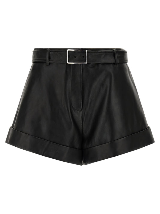 Bermuda Shorts by Sportmax for women in lamb leather black showcases a on trend silhouette, featuring a tailored with a classic short and sophisticated for a on trend finish.