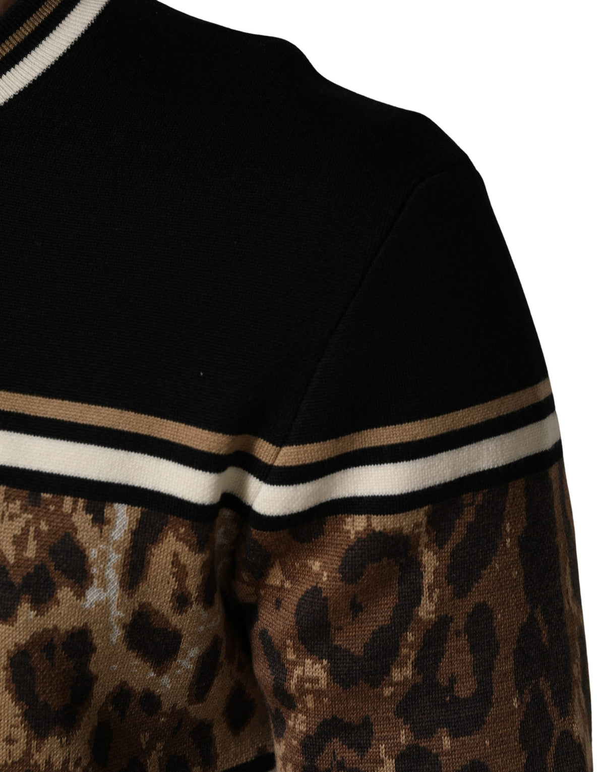 Dolce & Gabbana Men's Regular Fit Crew Neck Virgin Wool & Nylon Sweatshirt - Black Print