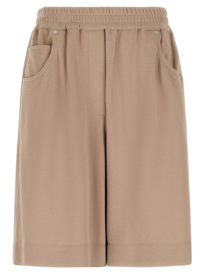 Bermuda Shorts by Brunello Cucinelli for women in polyamide cotton satin brown features a sartorial silhouette, showcasing a sartorial and short with a sophisticated for a sartorial look.