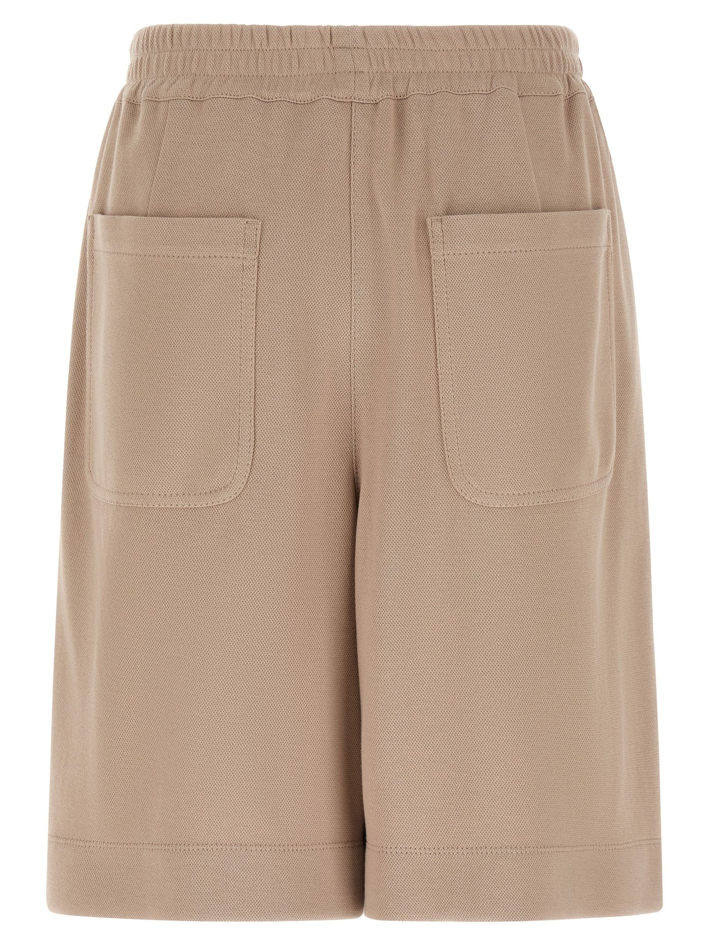 Bermuda Shorts by Brunello Cucinelli for women in polyamide cotton satin brown presents a contemporary silhouette, showcasing a contemporary with a refined short and elegant .