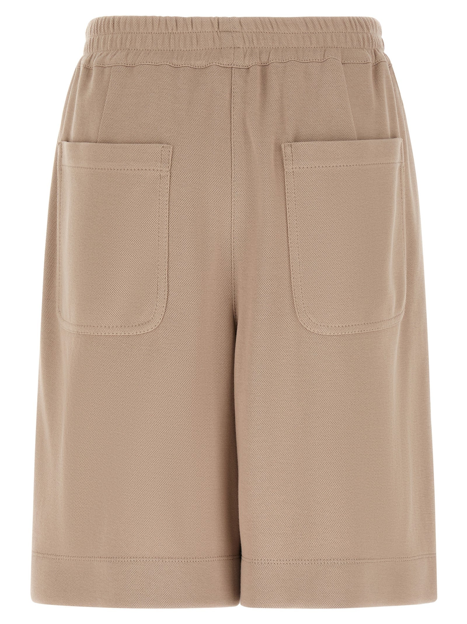 Bermuda Shorts by Brunello Cucinelli for women in polyamide cotton satin brown presents a contemporary silhouette, showcasing a contemporary with a refined short and elegant .